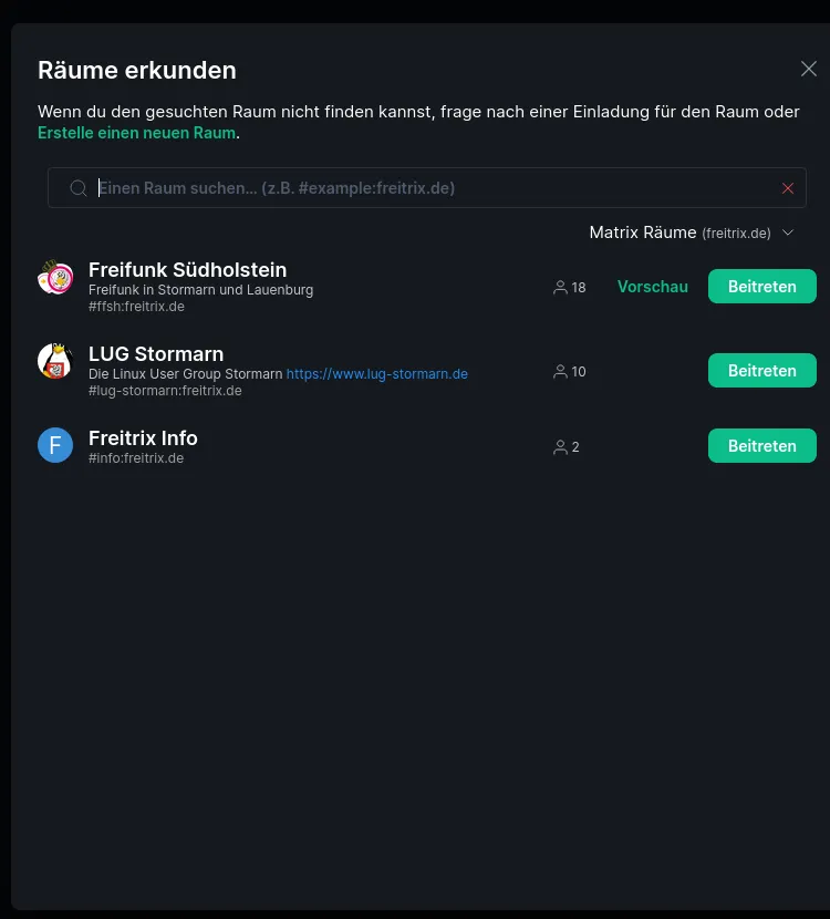 Räume erkunden in Element
